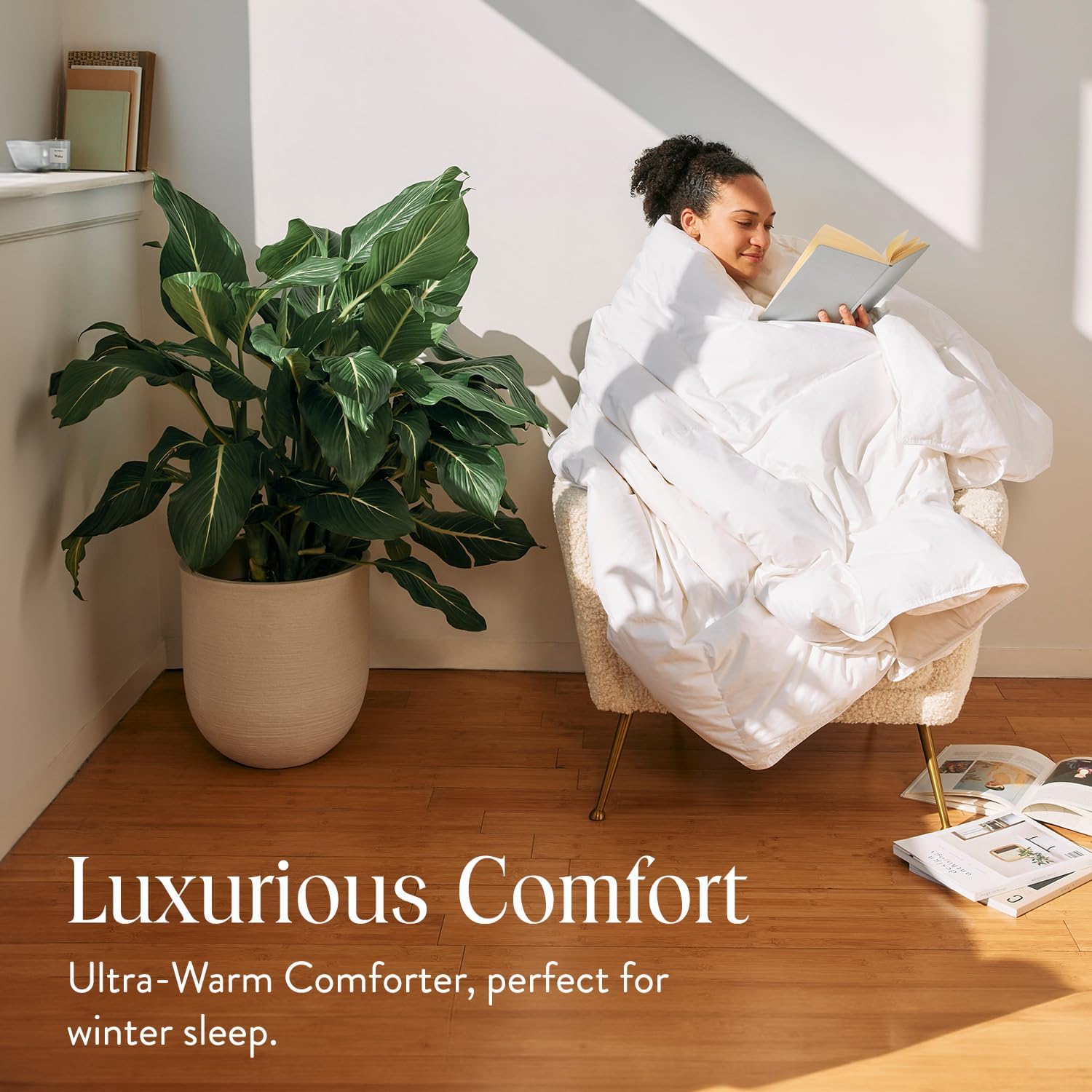 Brooklinen Ultra Warm Luxury Down Comforter, 100% Natural Canadian Duck Down Duvet Insert - 750 Fill Power, Baffle Box Construction, 100% Cotton Shell, King/Cali King Size Comforter