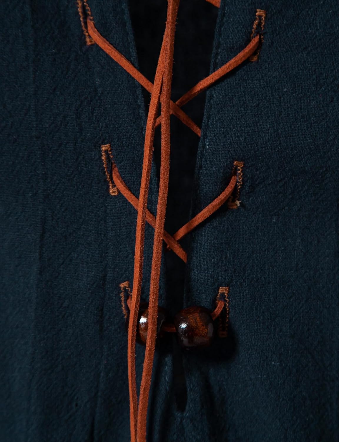 JEMITOP Men's Pure Cotton Vintage Short Sleeve Lace Up Shirts for Renaissance Pirate Viking Medieval Costume - Image 4