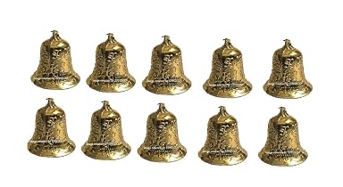SPHINX® Golden Colored Plastic Bells for Crafts/Decoration/Festive Decor (check sizes carefully) - (10, A10R)