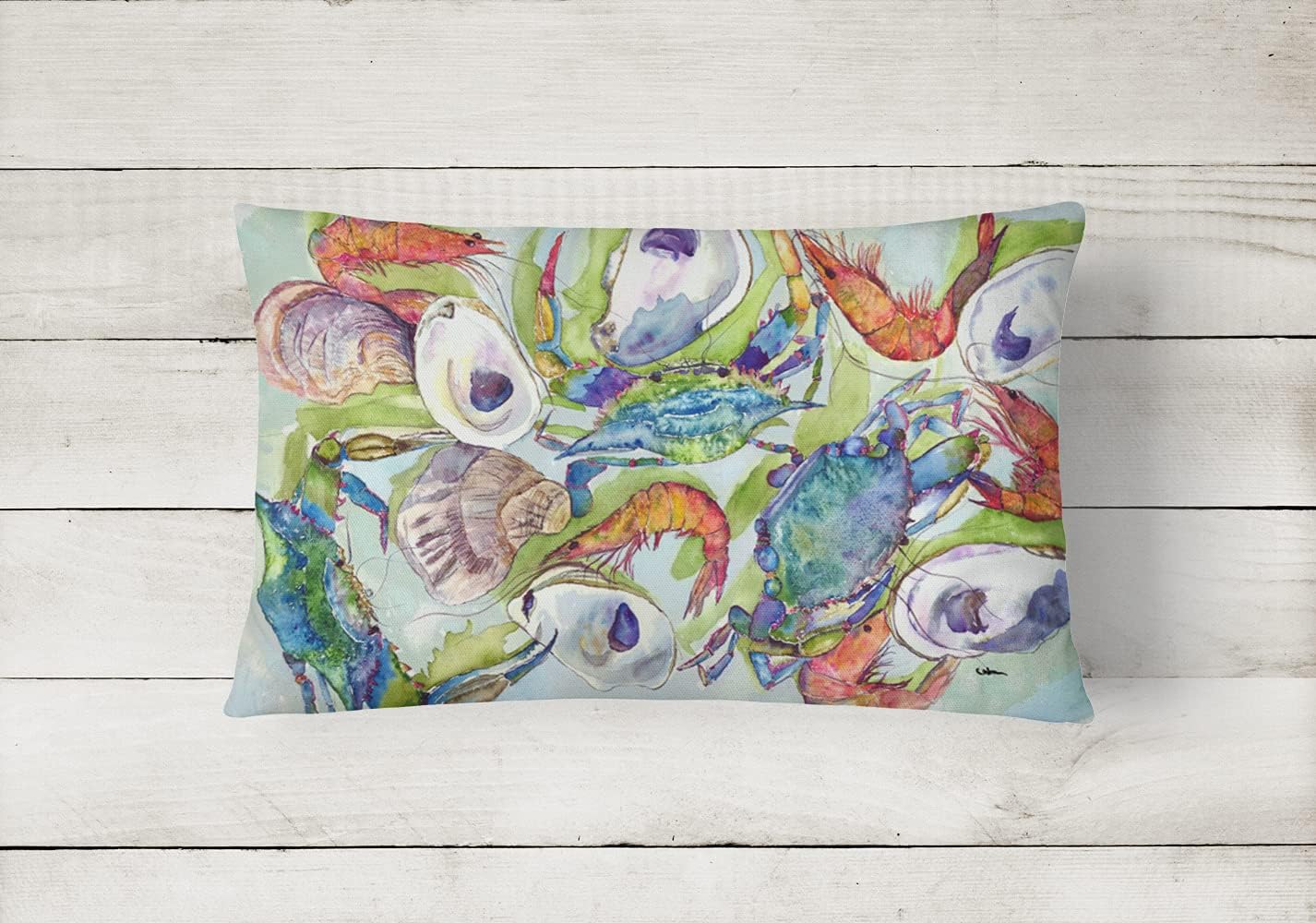 Caroline's Treasures 8547PW1216 Crab Canvas Fabric Decorative Pillow Machine Washable, Indoor Outdoor Decorative Pillow for Couch, Bed or Patio, 12HX16W