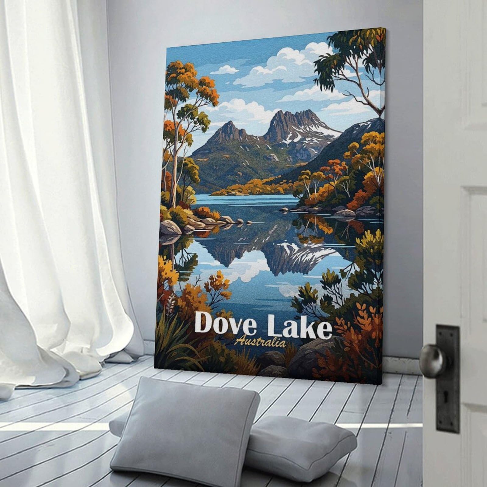 Junmoney Dove Lake, Australia Landscape Art Canvas Wall Decor, 20x30inch(50x75cm), for Gallery Wall Decor And Room Displays, Wall Decor Suited to Curated Displays
