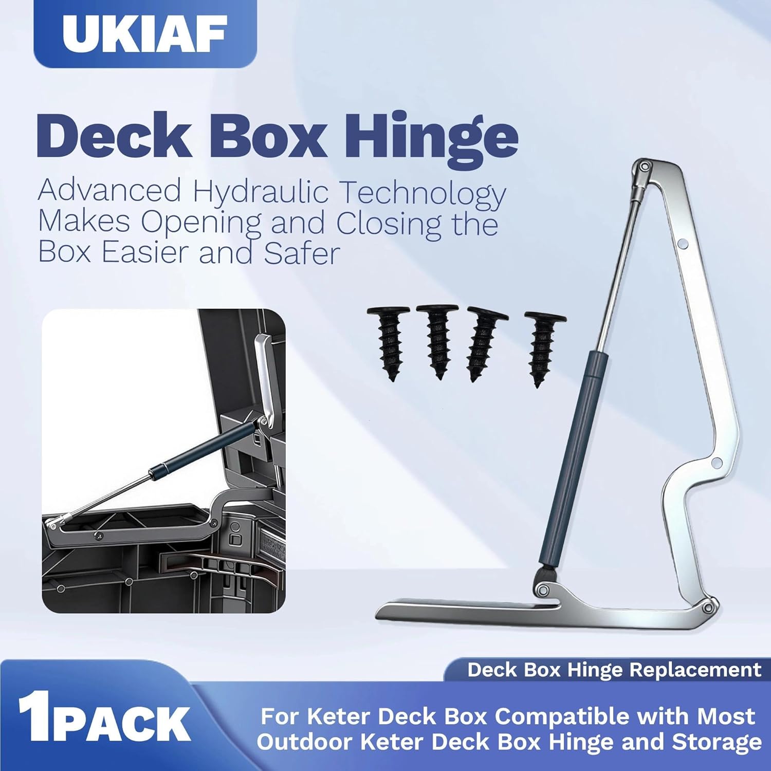 1 Pack Keter Deck Box Replacement Hinges for Keter Outdoor Storage Box Including Screws