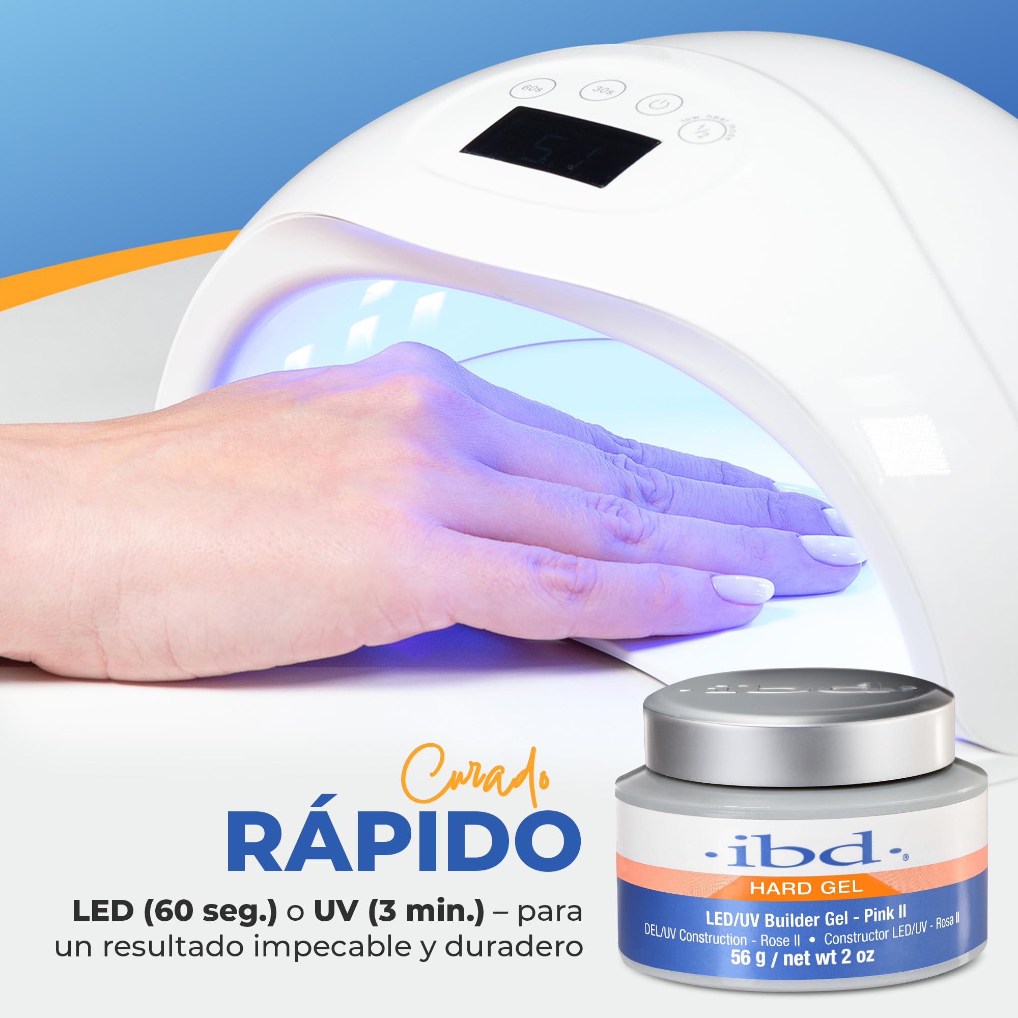 IBD Hard Gel - LED/UV Builder Gel Pink II, 1 pack (1 x 56 g) - MADE IN USA - Construcción de uñas en casa - sin citas y salones de uñas ruidosos