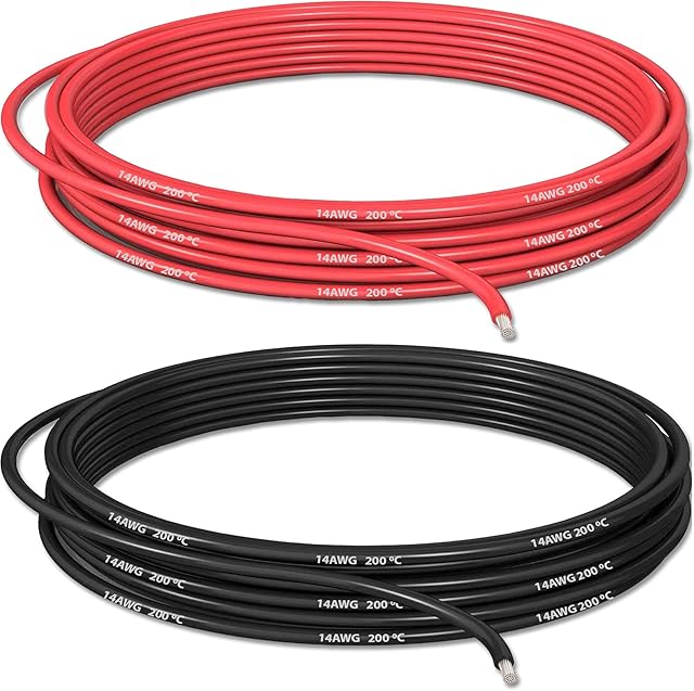 14 AWG Gauge Silicone Wire (3 Metres / 10ft Black) & (3 Metres / 10ft Red) Soft & Flexible Cable by UMTMedia® - Can Be Used For Electrical, Automotive, Cars, Drones, Or Arduino Projects