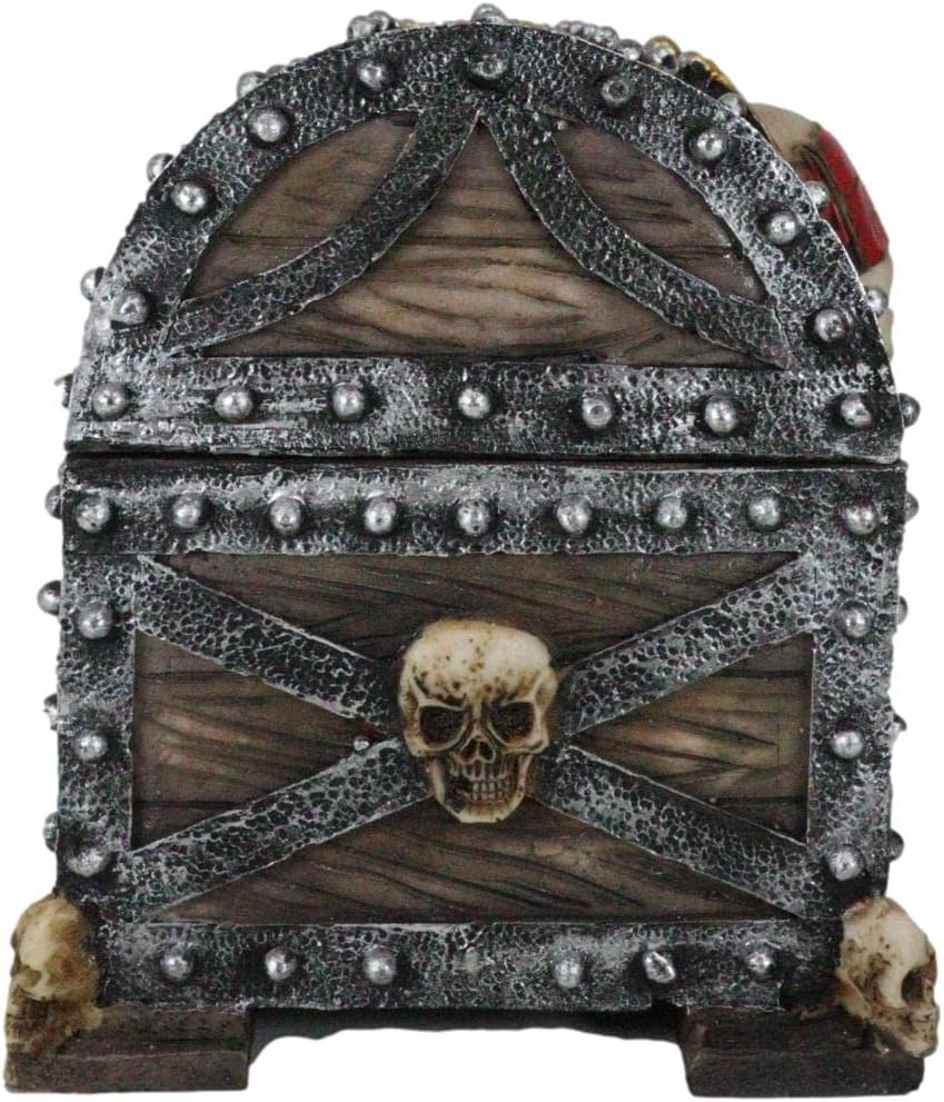 Gifts & Decors Ebros Large Caribbean Pirate Marauder Skull With Criss Cross Blades Treasure Chest Box Jewelry Box Figurine 7.25" Long