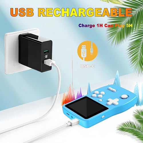 Miniatura 4 de Juegos de mano de 32 bits para niños precargados 139 videojuegos, reproductor de videojuegos portátil con pantalla IPS de 3.0 pulgadas y batería