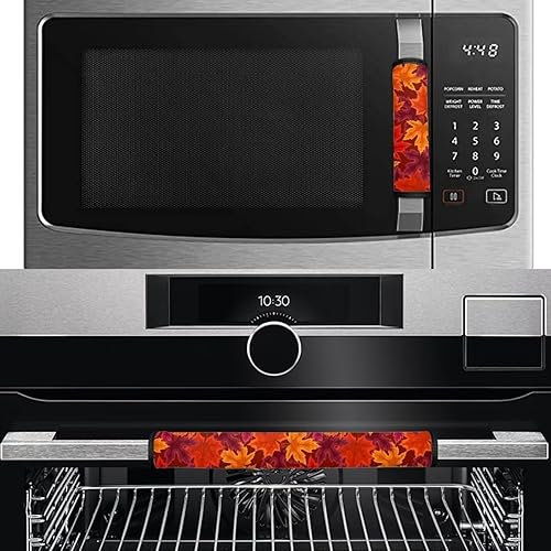 Miniatura 3 de Juego de 4 manijas de puerta de refrigerador con diseño de hojas de arce otoñal, juego de 4 manijas de decoración para electrodomésticos de cocina,