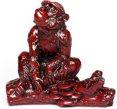 Chinese Zodiac Figurines, Resin Wood-Like Twelve Chinese Zodiac Animals Figures 2026 Feng Shui Home & Office Decor Meaningful Cultural Gift,Monkey
