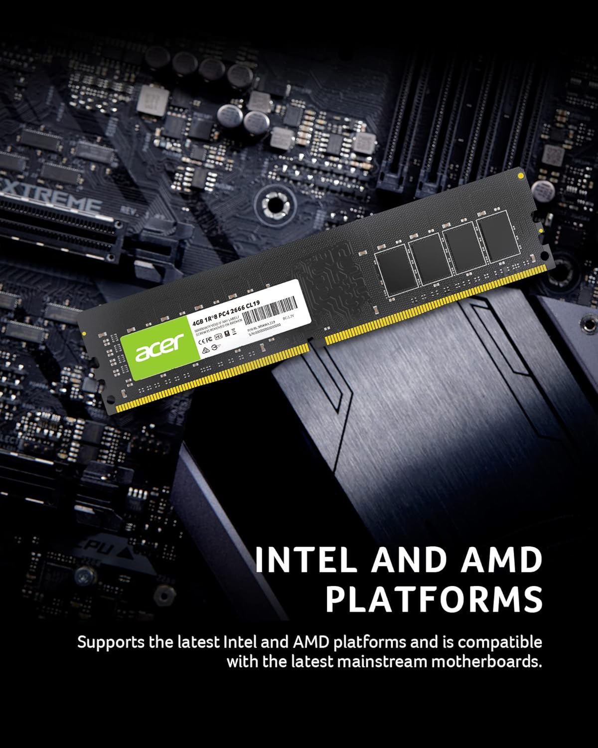 Acer UD100 4GB Single RAM 2666 MHz DDR4 CL19 1.2V Desktop Computer Memory - BL.9BWWA.219
