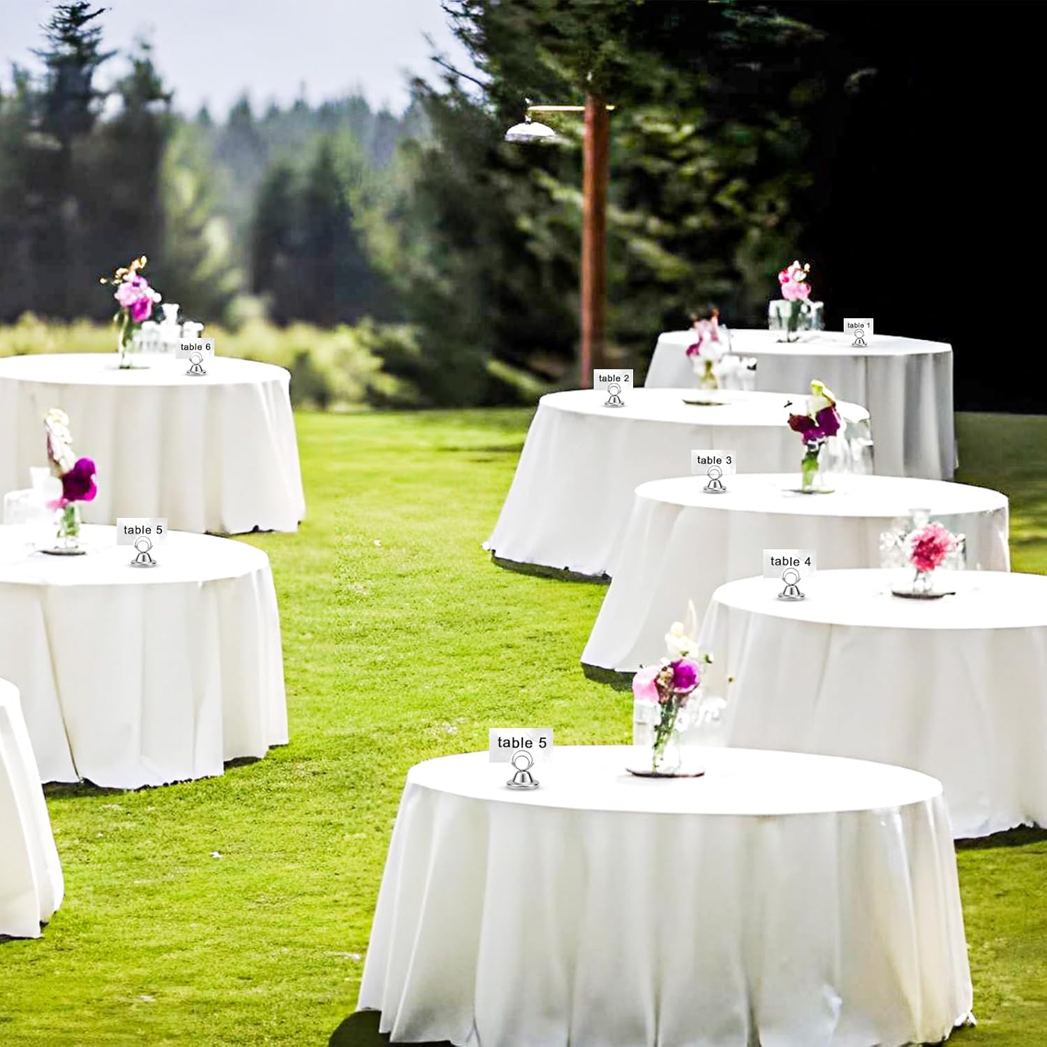 12pcs Table Number Holders, Metal Finish Wire Picture Holders Place Card Memu Photo Stands for Wedding Party Office Supplies