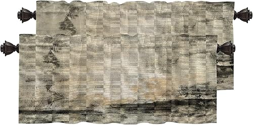 Miniatura 530 de Cenefas de cocina modernas con patrón de cobre marrón dorado para ventanas, cenefas opacas abstractas de marcas de arañazos y cortinas opacas