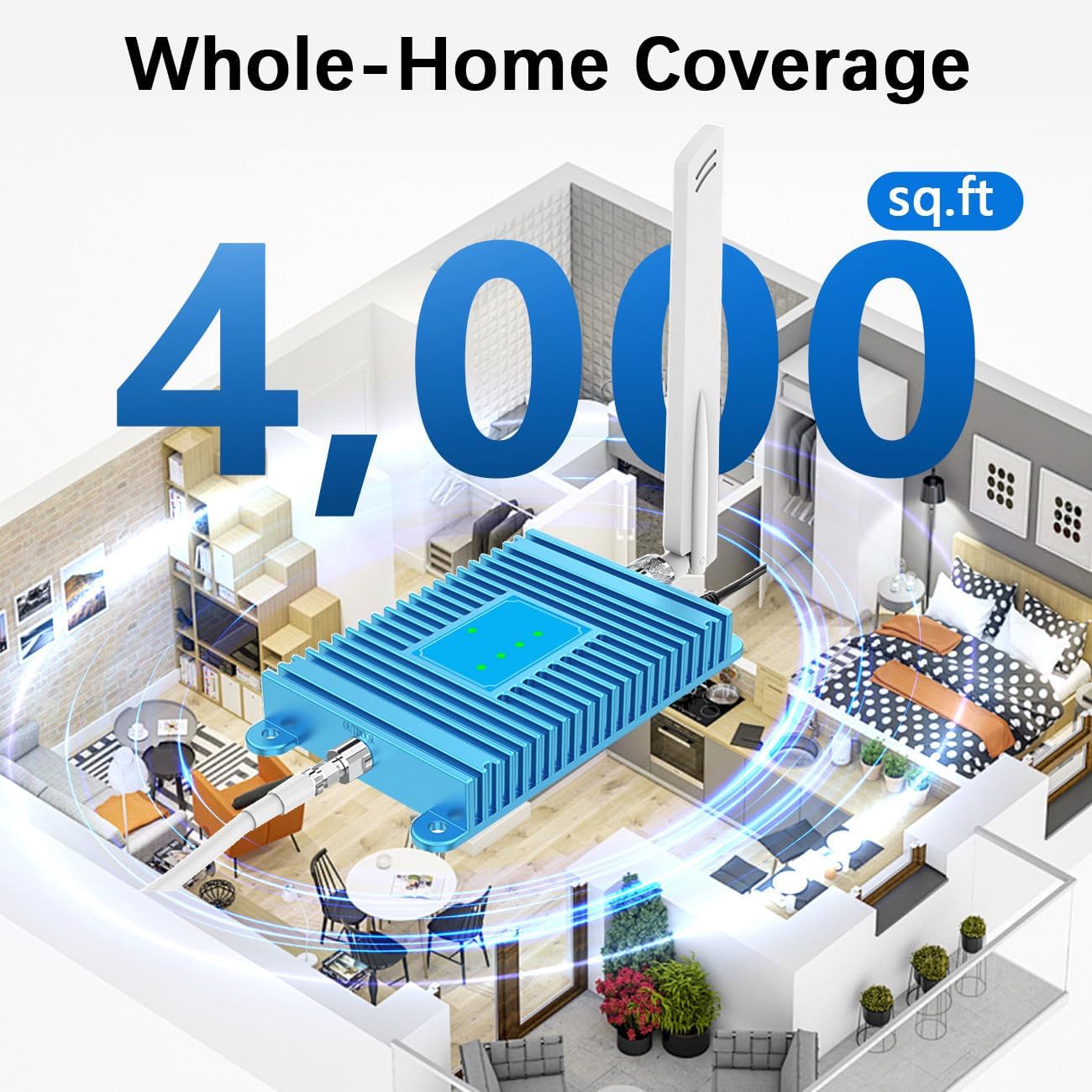 Cell Phone Signal Booster for Boosts 5G 4G LTE for All U.S. Carriers Verizon, ATT, Sprint, Multi-Bands Phone Booster for Home, FCC Approved