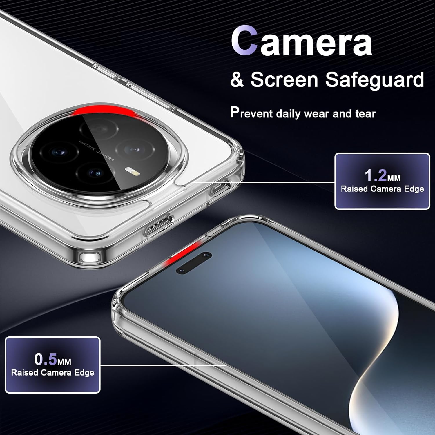 Case for Honor Magic 7 Pro, Military Grade Drop Protection Phone Case, Yellowing Resistant, Anti-Scratch Hard PC Back, Shockproof Hard Ultra-Thin Protective Cover, Clear - Image 5