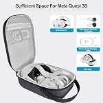TUCANA Cas de transport dur compatible pour Oculus Meta Quest 3, Meta Quest 3S, Cas de traite pour VR Contrôleur de casque et accessoires de sangle de tête officielle (Noir)
