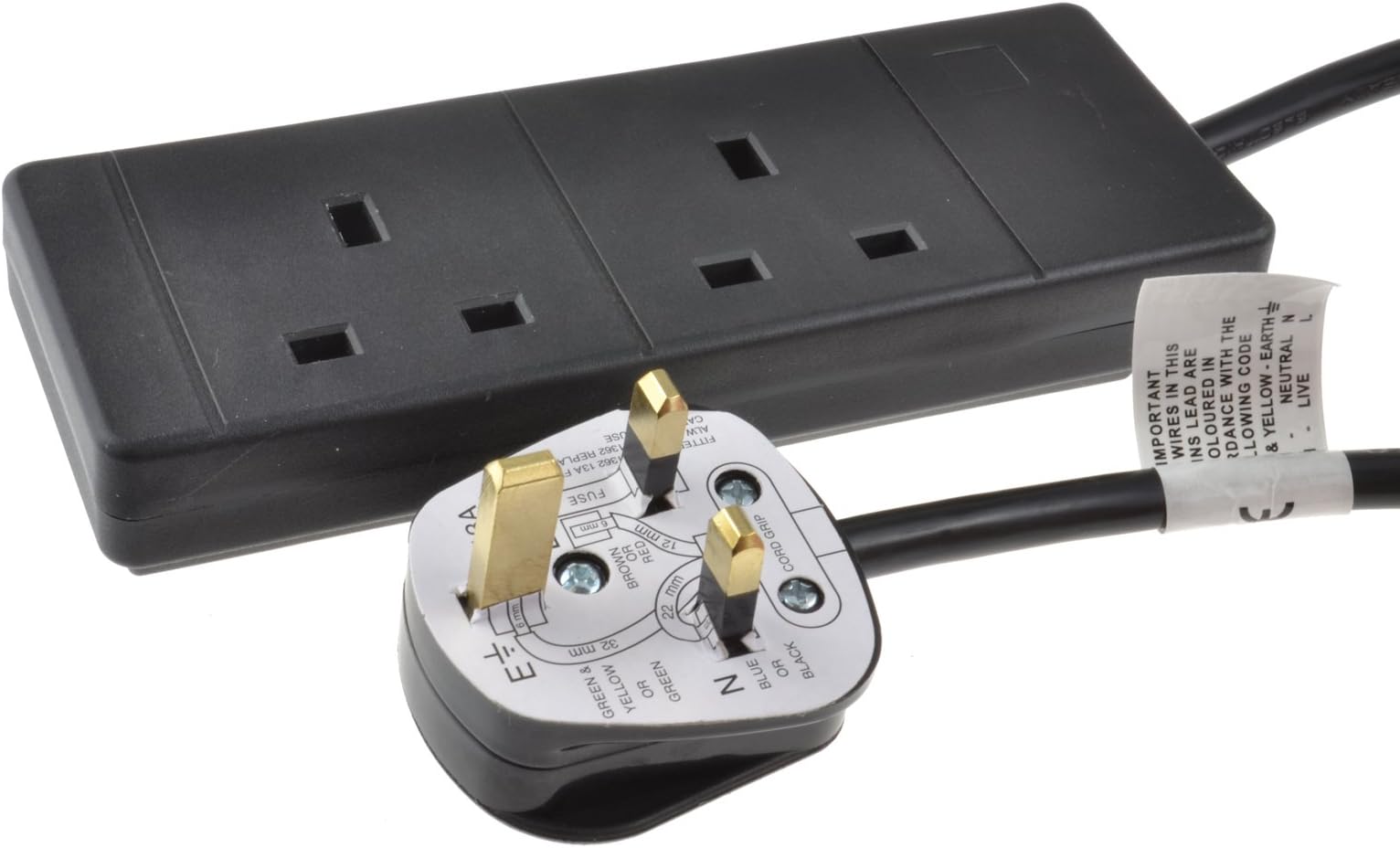 Rallonge électrique PRO ELEC PELB1900 - 2 Prises, 3 Mètres, Fil Blanc, Qualité Professionnelle