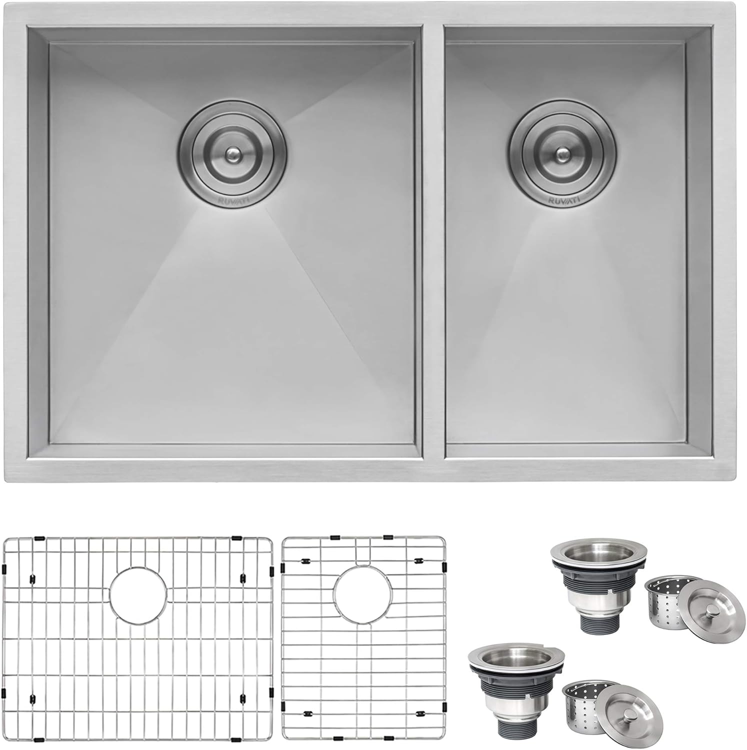 Ruvati 29-inch Undermount 60/40 Double Bowl Zero Radius 16 Gauge Stainless Steel Kitchen Sink - RVH7200