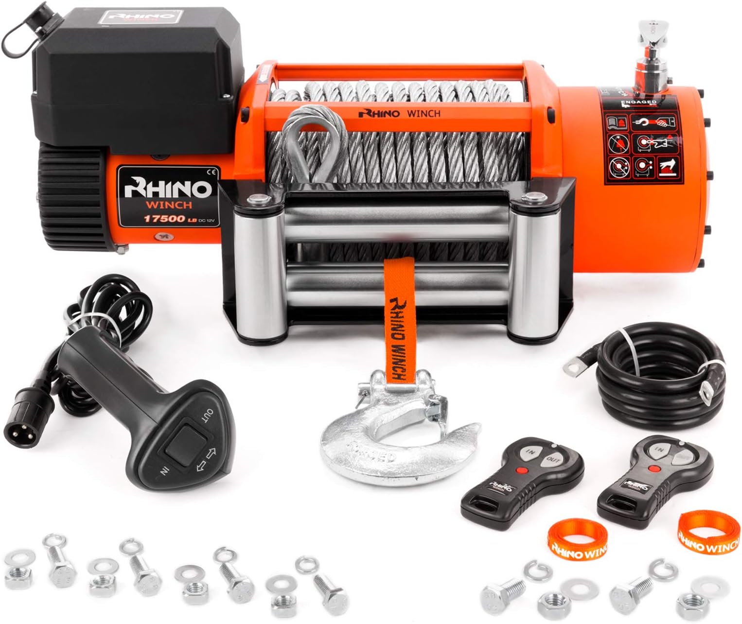 Rhino Electric Winch Wireless Recovery 24v 17500Lb / 7940Kg