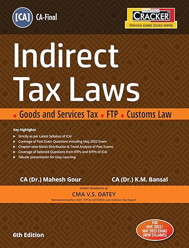 Taxmann's CRACKER for Indirect Tax Laws (Paper 8 | IDT) – Covering past exam questions (topic-wise &amp; category-wise) &amp; detailed (point-wise) answers for CA-Final | Nov. 2022 Exam
