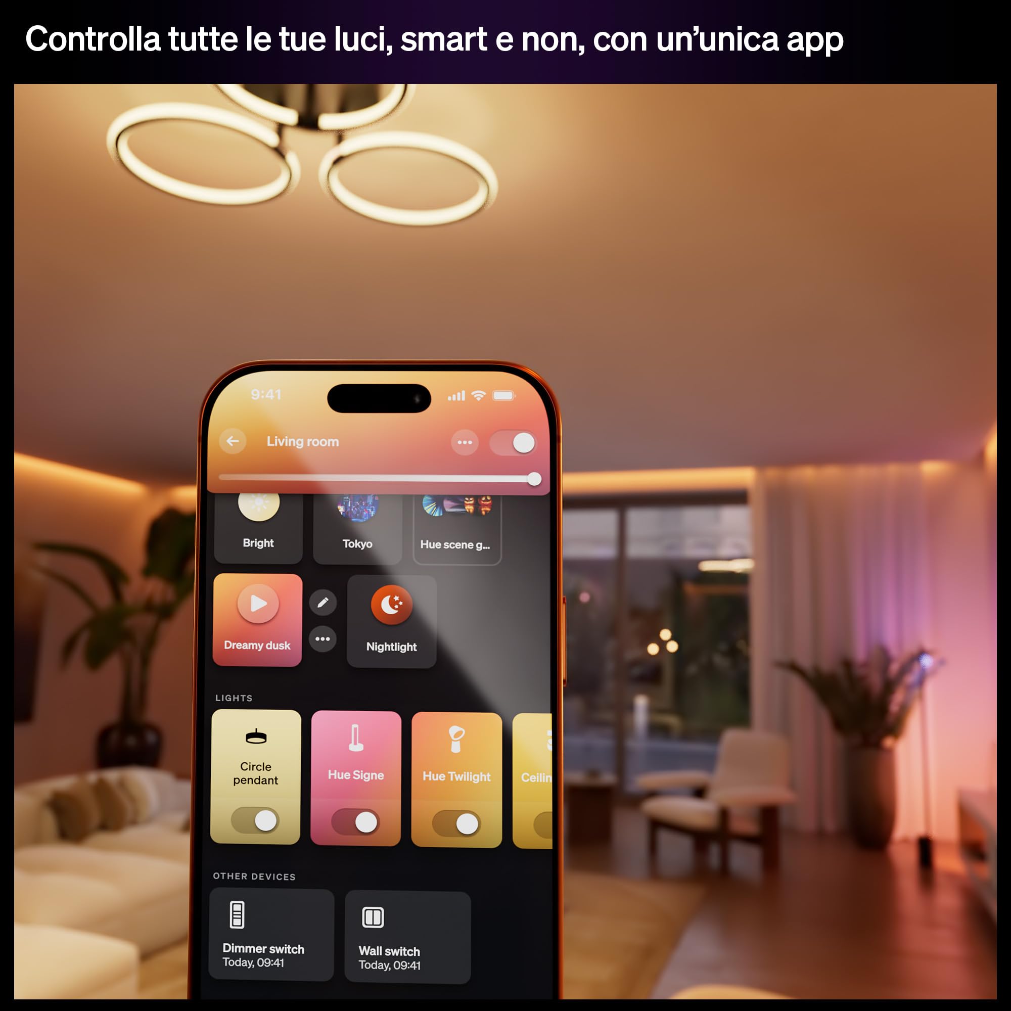 Philips Hue Interruttore con cavo e dimmer, 1 pezzo, per luci non smart, timer e programmazioni, connessione affidabile, app, comandi vocali, funziona con Apple Home, Google Home, Alexa