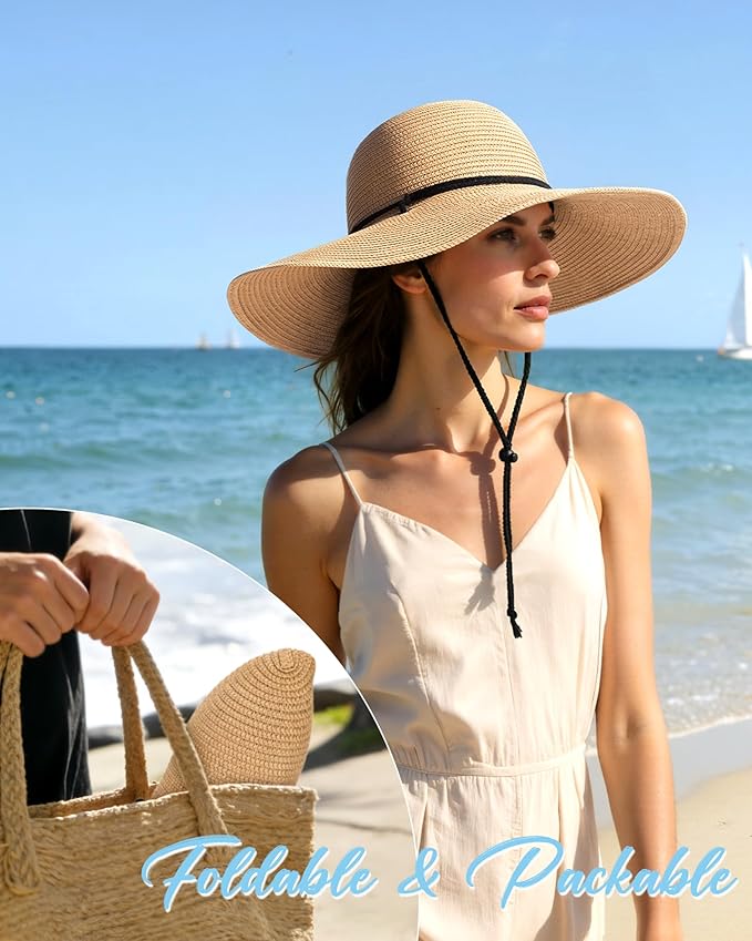 Sombrero de paja ancho para mujer color caqui talla L miniatura 4