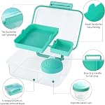 Finorder Rectangle Portable Bento Lunch Conteneur Box avec poignée, BPA Conteneur de nourriture Snack gratuit pour le travail Pique-nique Voyage, 56-oz Boîte à déjeuner de qualité alimentaire avec 5-oz Coupe de yaourt
