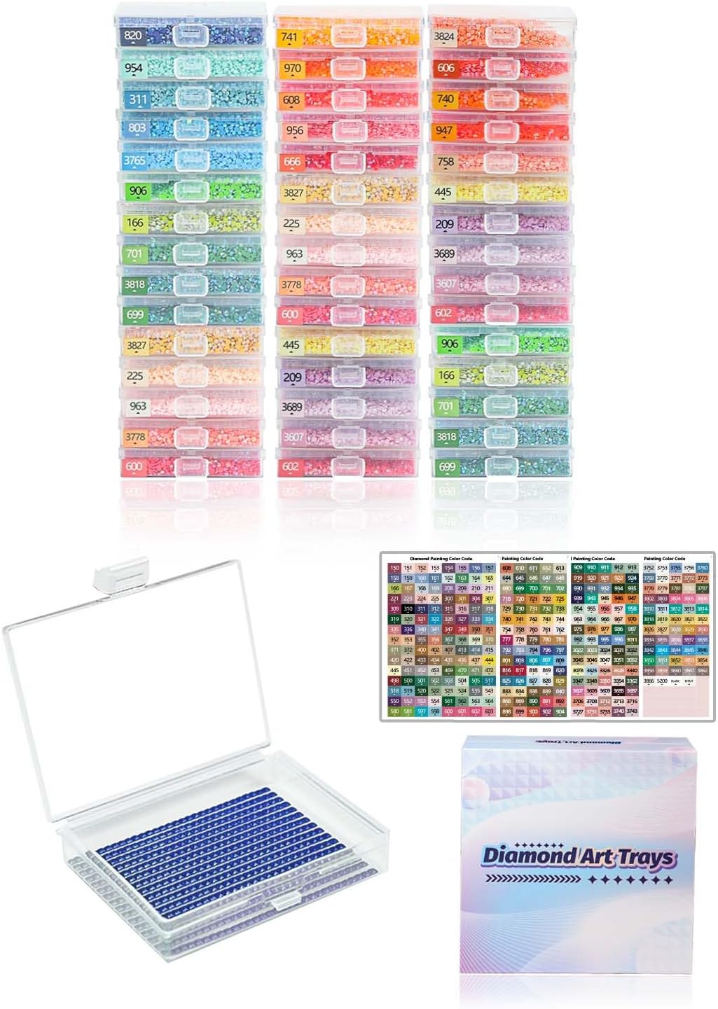 YBUTVY Diamond Art Trays with Lids, 45PCS Diamond Painting Trays with Lids ＆ Diamond Art Storage, Gift Box Diamond Painting Accessories for Diamond Art Beads