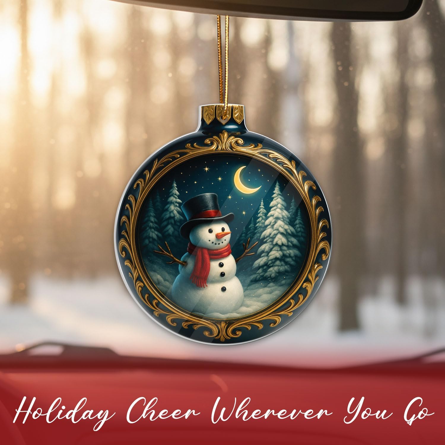 Christmas Ornament 2025, Snowman Ornament, Snowman Ornaments for Christmas Tree, Christmas Tree Ornaments, Acrylic Christmas Ornaments, Suncatcher Effect Stained Glass Car Hanging - Image 2