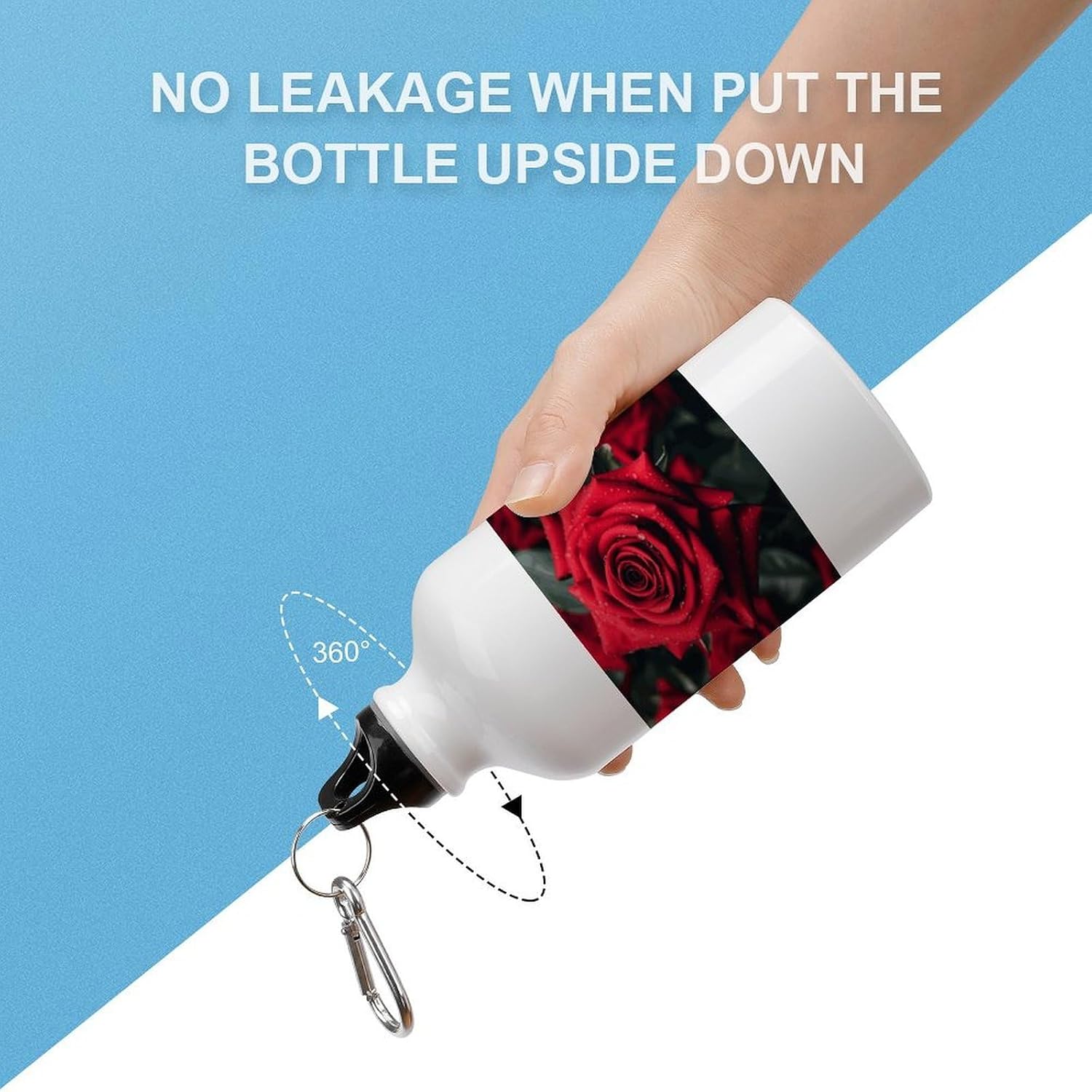 Aluminum Sports Water Bottle with Carabiner Clip & Leak-Proof Lid image 3