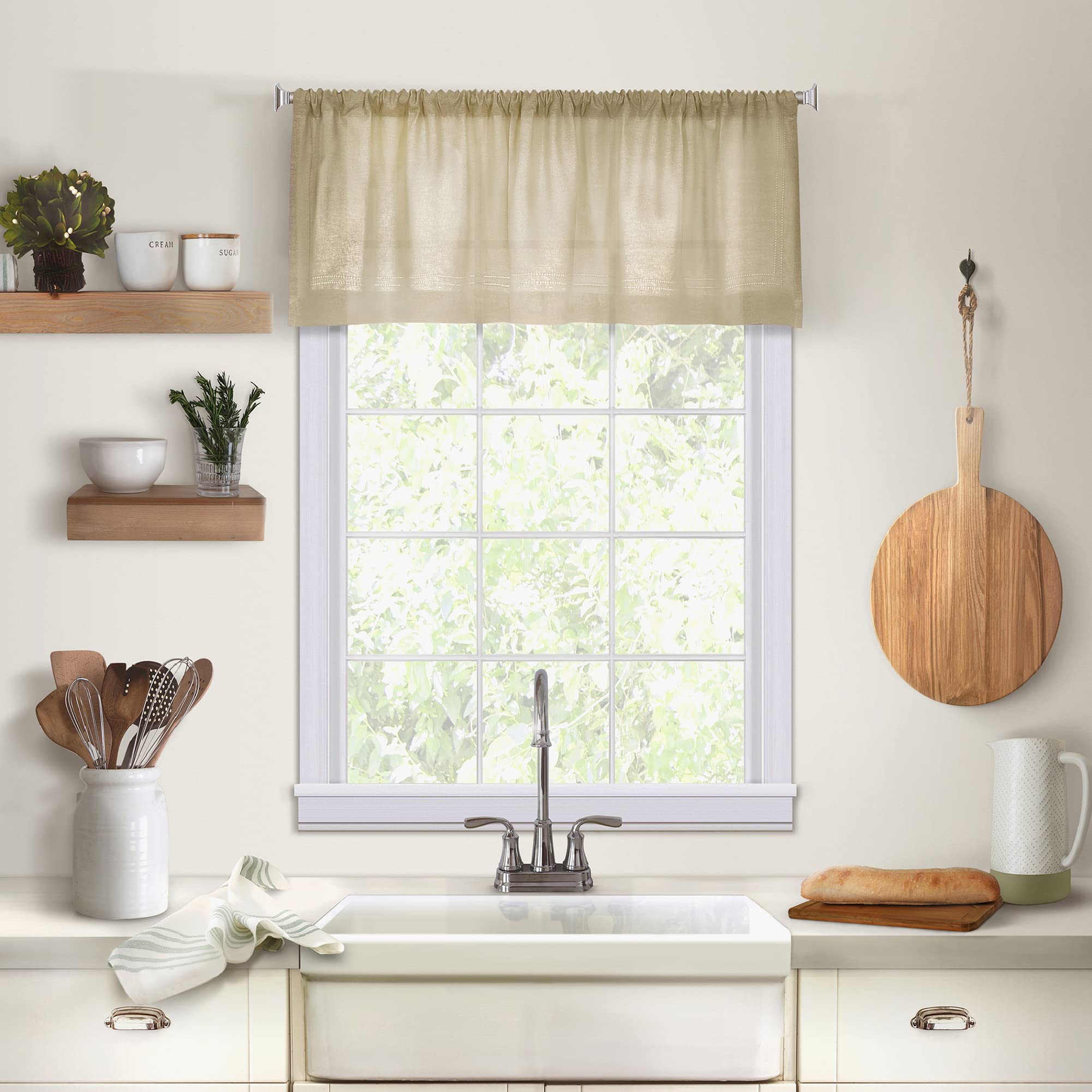 Elrene Home Fashions 26865775433 Rideau de fenêtre pour Cuisine/café en Lin 152,4 x 38,1 cm