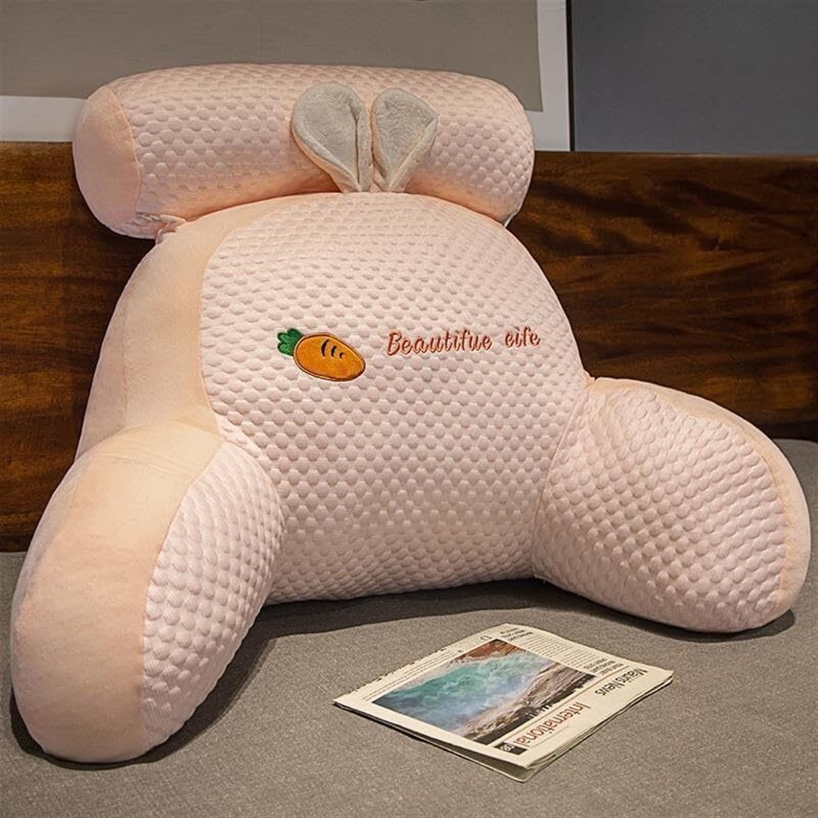 Uoxhfdh Pink Bed Rest Lumbar Support Cushion With Arm Breathable Seat Relax Pillow(,70 * 50Cm)