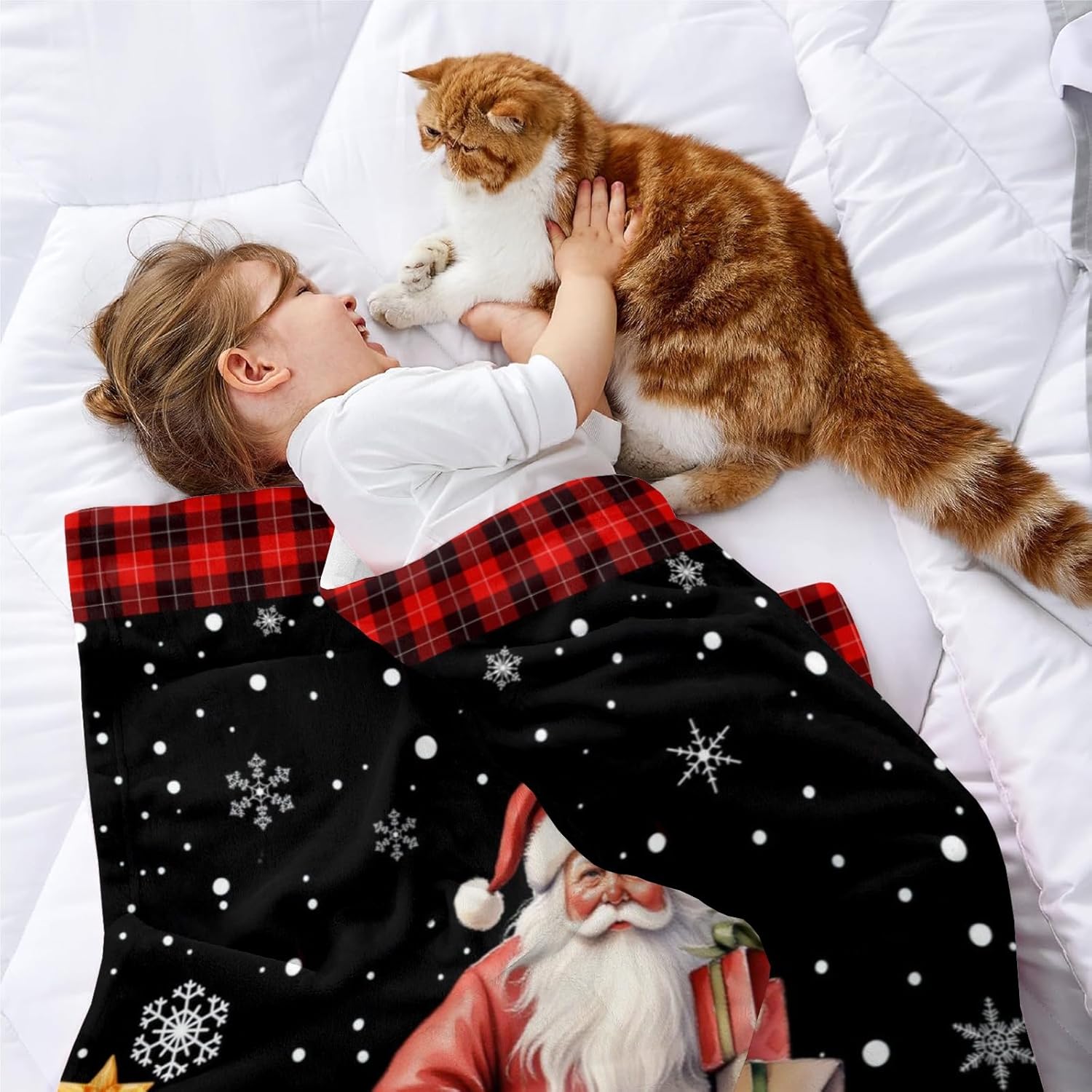 Santa Claus Christmas Blanket, Cozy Flannel Blankets Party, Sofa, Bed, Living Room, 40" x 50"