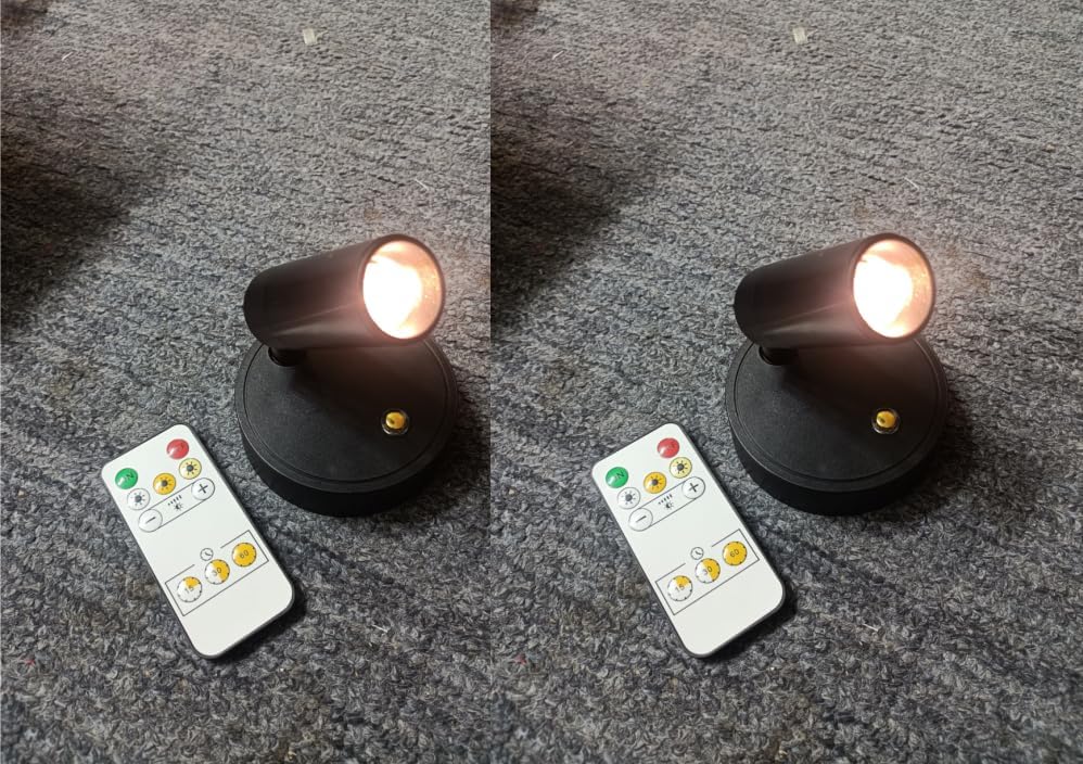 Magnetic Rechargeable Picture Light , Wireless Art Spotlight with Remote & Touch Control, 3 Color Temps Dimmable Wall Light, 3000mAh Battery Accent Lighting for Painting, Gallery, Display black-2pack