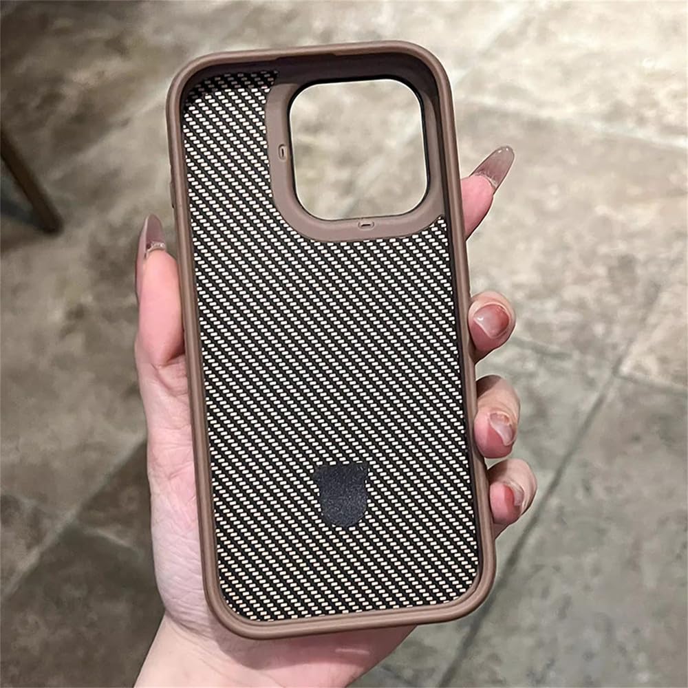 Custodia magnetica in fibra di carbonio con supporto in metallo color oro deserto per iPhone 17 16 15 14 13 Pro Max, custodia rigida per la ricarica, oro deserto, per iPhone 17 Pro Max