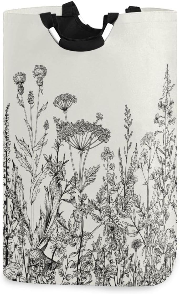 Vintage Wildflower Laundry Basket Foldable with Handle Bathroom Storage