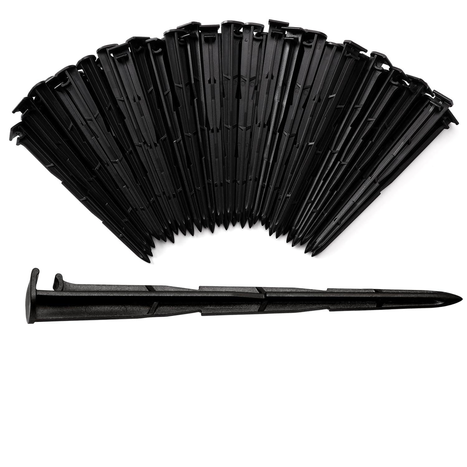 VooGenzek 50 PCS 4/7mm Irrigation Drip Support Stakes, Drip Hose Stakes for 4/7mm Hose Watering System, for Vegetable Gardens, Plants or Flower Beds