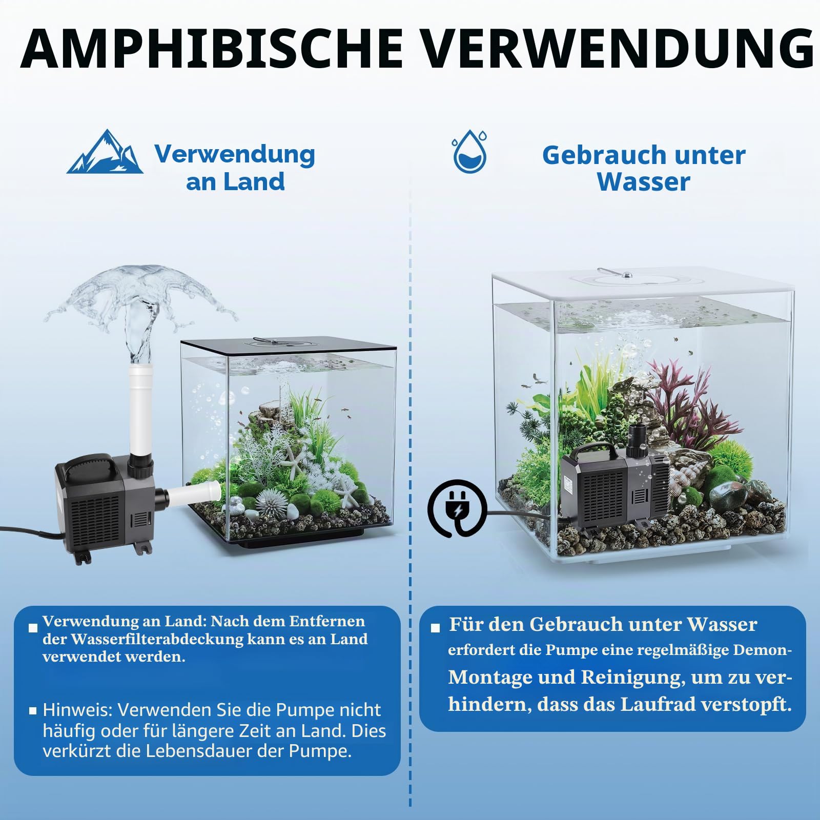 EXLECO Super Eco Teichpumpe Filterpumpe 7000L/H 50 Watt Energiespar Wasserpumpe Koiteich Bachlaufpumpe Springbrunnenpumpe Aquariumpumpe Fontänenpumpe Pumpe für Außen Teich Bachlauf Brunnen Wasserfall