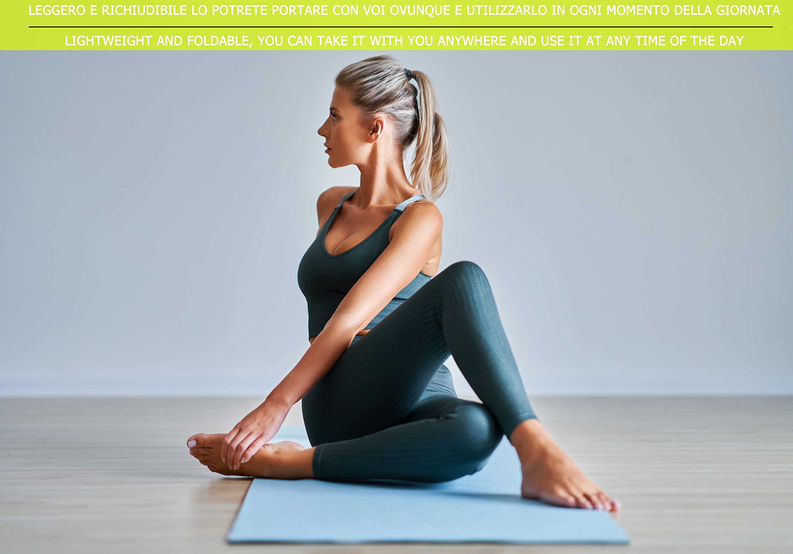 Tapis De Yoga G5 HT SPORT – EVA 160 X 50 Cm, épais 0,8 Cm, Avec Poignée De Transport, Pour Fitness Et Pilates
