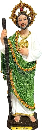 Moviebros Figura de estatua de San Judas Tadeo con purpurina de 12 pulgadas, regalo religioso de San Judas Tadeo Estatua