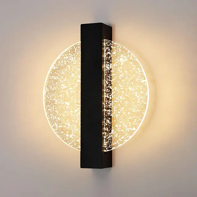 Aplique de Pared LED Moderno Redondo 12W Negro - Iluminación Interior Cálida