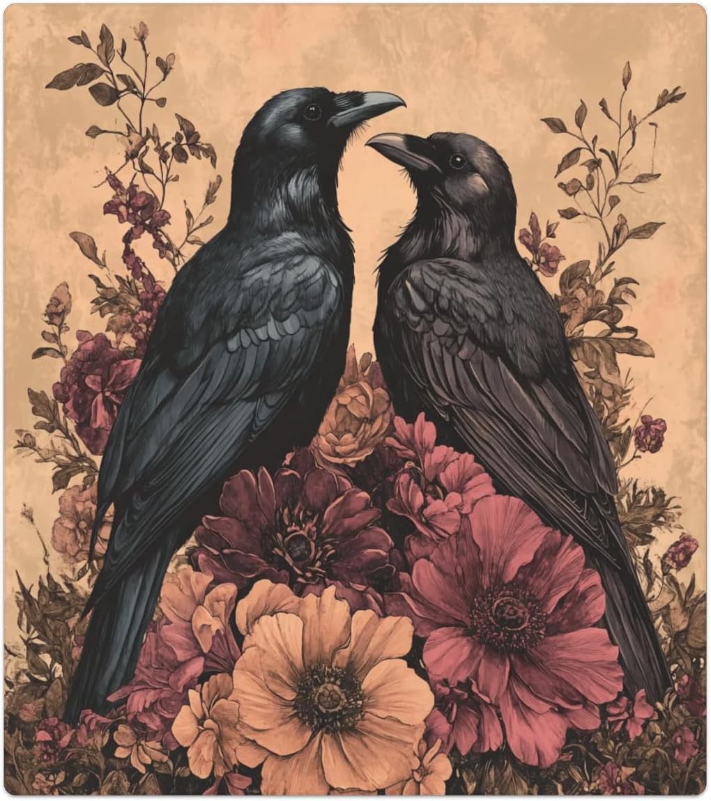 Vintage Crow Flowers Dishwasher Magnet Covers Washers Fridge Panel Decal 23 x 26 in Reusable Magnetic Appliance Door Cover Magnetic Stickers Cover for Home Decor