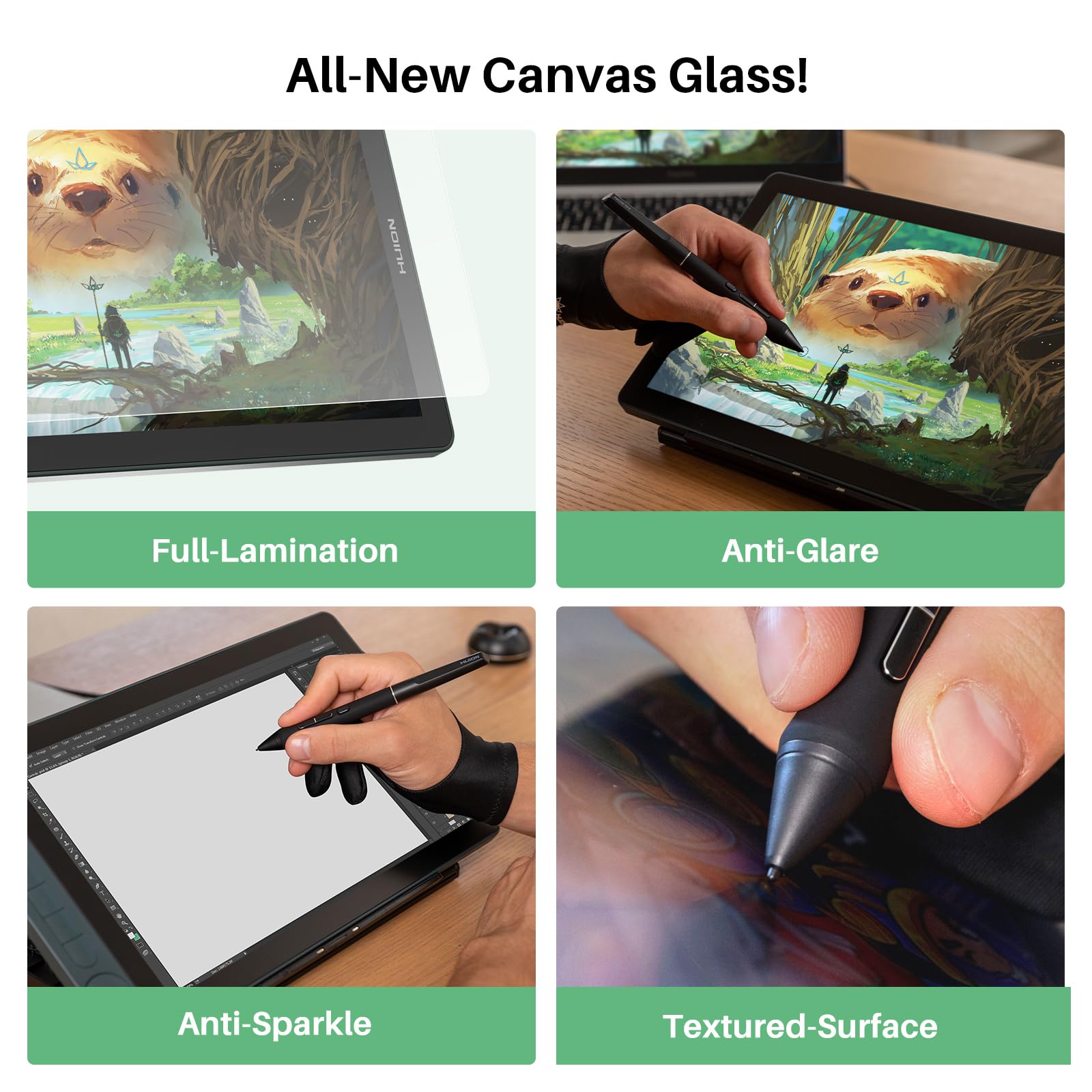 HUION Kamvas 13 Gen 3 SE Grafiktablett mit Display, 13,3" volllaminiertes Grafiktablett, Zeichentablett mit entspiegeltem Canvas-Glas, 16k Druckstufen, PenTech 4.0 für PC, Mac, Android