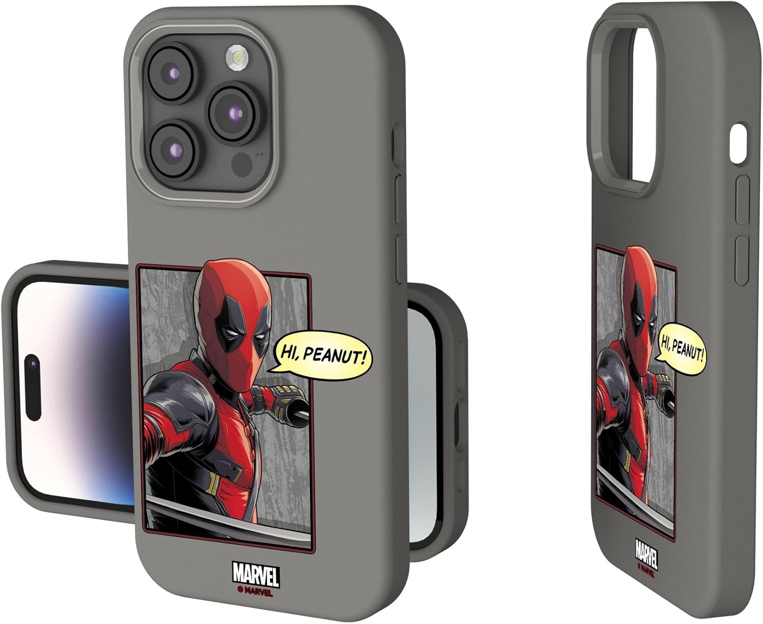 Keyscaper Marvel Deadpool Badge Soft Touch Cell Phone Case for iPhone 15 Pro
