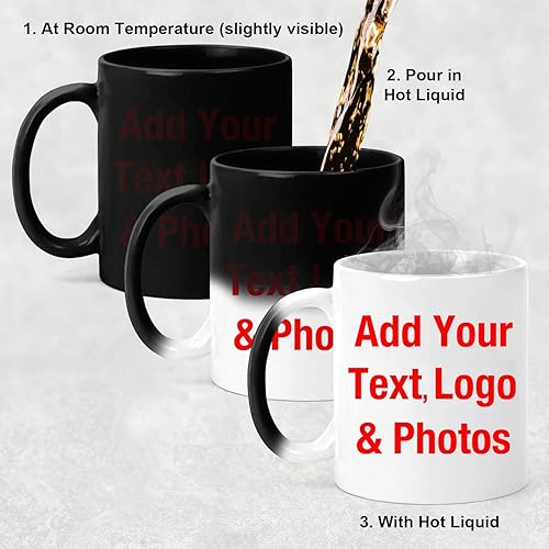 Miniatura 2 de Taza personalizada que cambia de color, tazas de café mágicas personalizadas con texto de imagen, 11 onzas, taza sensible al calor, con nombre,
