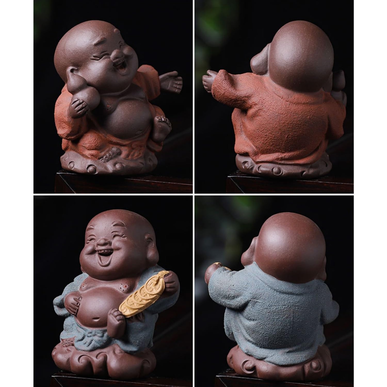 figurki zwierzątek， Ręcznie robiona figurka Maitreya z fioletowej gliny, ozdoba na zwierzaka, zestaw do herbaty, akcesoria do rękodzieła, dekoracja stołu, prezenty do herbaciarni(D)