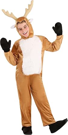 Kids Reindeer Costume Onesie - Velvet Deer Outfit With Antler Headpiece & Shoe Covers For Christmas & Halloween - View #7