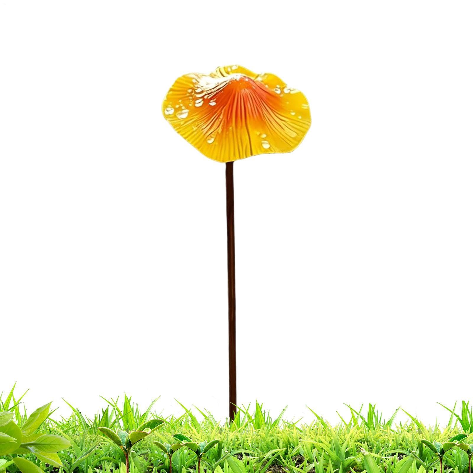Champignon de jardin extérieur résistant en métal effet rouille pour déco de paysage durable