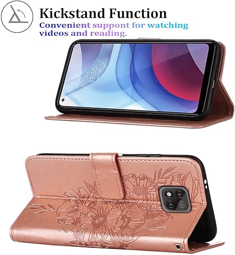 Miniatura 4 de Funda protectora de cuero con tapa para Moto G Power 2021 en relieve, correa de muñeca, ranuras para tarjetero, funda protectora de cuero con tapa