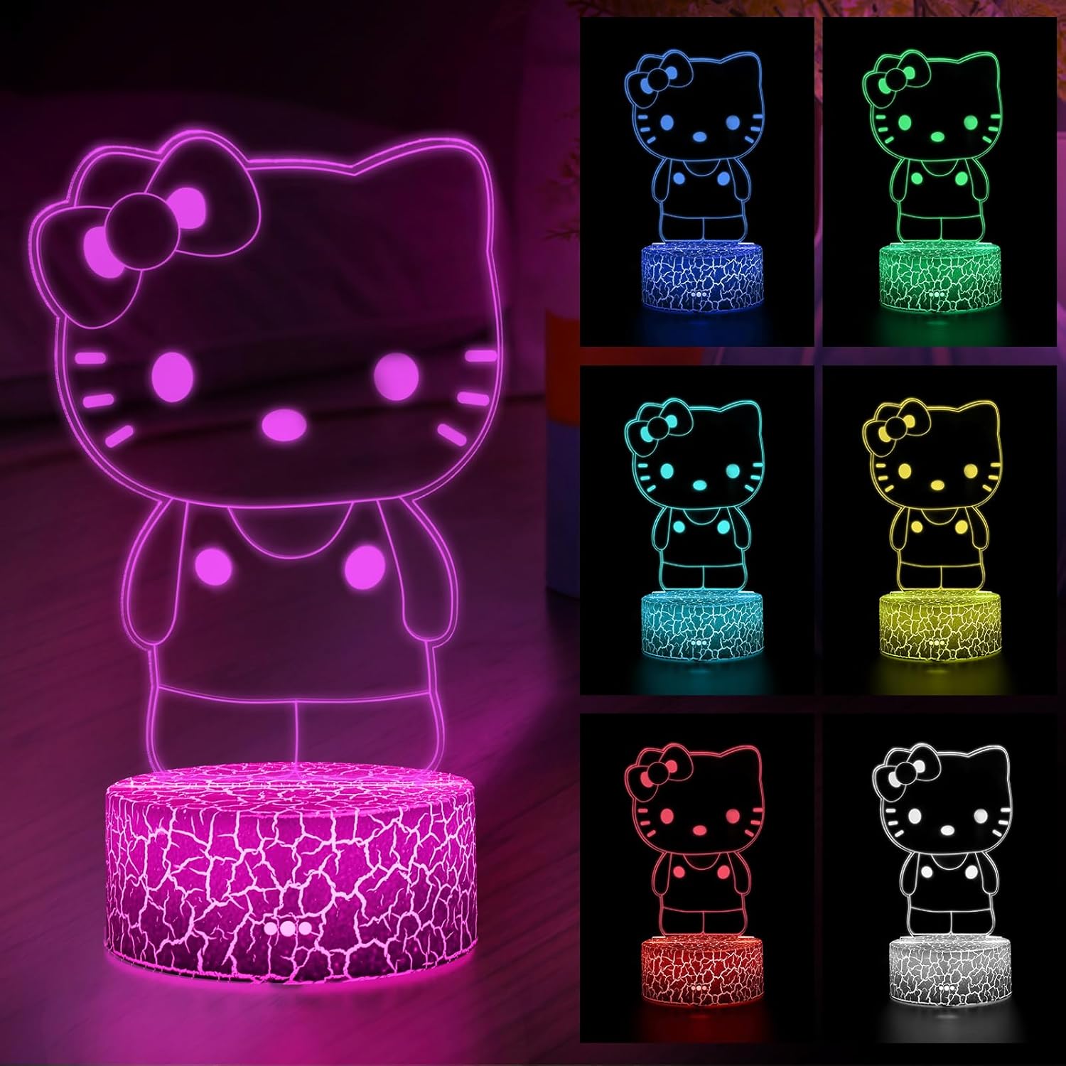 Cartoon Night Light,Cute Night Light, Anime Charater 7 Color Change Decor Lamps,Gifts for Christmas Birthday