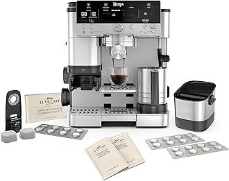 NinjaLuxe Cafe Premier Series, Espresso Machine, Drip Coffee, Rapid Cold Brew, Integrated Grinder, Hands-Free Frother, with Knock Box, Water Filter, Cleaning Tablets, Descaler, ES601AMZ