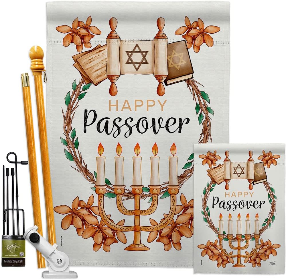 Passover House Flag Religious Wine Celebration Festival Holiday Jewish Hanukkah David Small Decorative Gift Yard Banner Made In USA 28 X 40
